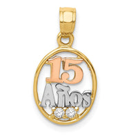 Load image into Gallery viewer, 14k Two-tone w/White Rhodium CZ 15 Anos Pendant
