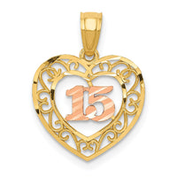 Load image into Gallery viewer, 14k Two-tone Diamond-cut 15 Pendant

