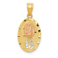 Load image into Gallery viewer, 14k Two-tone w/White Rhod D/C Lady of Guadalupe 15 Pendant

