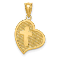 Load image into Gallery viewer, 14k Polished Mom I Love You/Cross Reversible Heart Pendant
