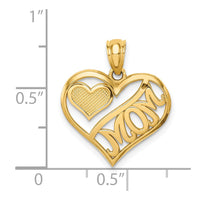 Load image into Gallery viewer, 14k Polished MOM and Heart In Heart Pendant
