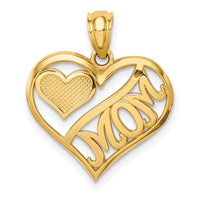 Load image into Gallery viewer, 14k Polished MOM and Heart In Heart Pendant
