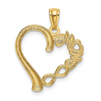 Load image into Gallery viewer, 14k Polished MOM in Heart w/Infinity Symbol Pendant

