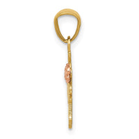 Load image into Gallery viewer, 14k Yellow &amp; Rose Diamond-cut #1 GRANDMA w/Rose Pendant

