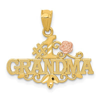 Load image into Gallery viewer, 14k Yellow &amp; Rose Diamond-cut #1 GRANDMA w/Rose Pendant
