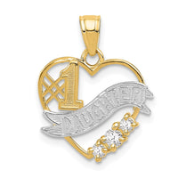 Load image into Gallery viewer, 14k w/Rhodium CZ #1 DAUGHTER Heart Pendant
