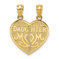 Load image into Gallery viewer, 14k Satin and Polished DAUGHTER-MOM Break Apart Heart Pendant
