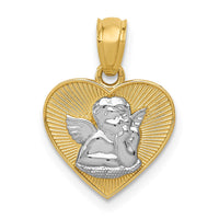 Load image into Gallery viewer, 14k w/Rhodium Polished Guardian Angel in Heart Pendant

