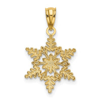 Load image into Gallery viewer, 14k Diamond-cut Polished Snowflake Pendant
