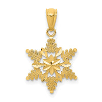 Load image into Gallery viewer, 14k Diamond-cut Polished Snowflake Pendant
