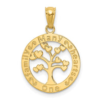 Load image into Gallery viewer, 14k Polished ONE FAMILY MANY HEARTS Tree Pendant

