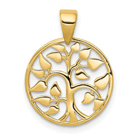 Load image into Gallery viewer, 14k Gold Polished Tree in Circle Pendant
