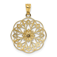 Load image into Gallery viewer, 14k Yellow and Rose Polished Rose in Round Filigree Charm

