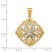 Load image into Gallery viewer, 14k w/Rhodium Diamond-cut Polished Fancy Square Charm
