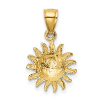 Load image into Gallery viewer, 14k Satin Diamond-cut Sun Pendant

