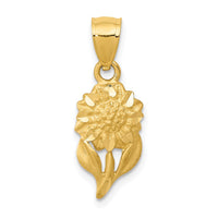 Load image into Gallery viewer, 14k Satin Diamond-cut Sunflower Pendant
