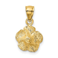 Load image into Gallery viewer, 14k Satin Diamond-cut Hibiscus Pendant
