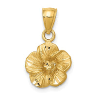 Load image into Gallery viewer, 14k Satin Diamond-cut Hibiscus Pendant
