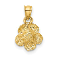 Load image into Gallery viewer, 14k Satin Diamond-cut Hibiscus Flower Pendant
