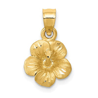 Load image into Gallery viewer, 14k Satin Diamond-cut Hibiscus Flower Pendant
