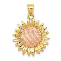 Load image into Gallery viewer, 14k Two-tone Polished Sunflower Pendant

