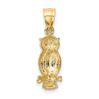 Load image into Gallery viewer, 14k Satin Diamond-cut Owl Pendant
