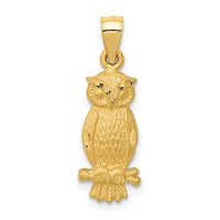 Load image into Gallery viewer, 14k Satin Diamond-cut Owl Pendant
