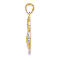 Load image into Gallery viewer, 14K w/ Rhodium Polished / Textured Owl Pendant
