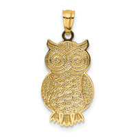 Load image into Gallery viewer, 14K w/ Rhodium Polished / Textured Owl Pendant
