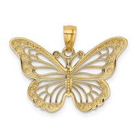 Load image into Gallery viewer, 14k w/ Rhodium Diamond-cut Polished Open Butterfly Pendant

