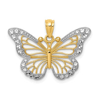 Load image into Gallery viewer, 14k w/ Rhodium Diamond-cut Polished Open Butterfly Pendant
