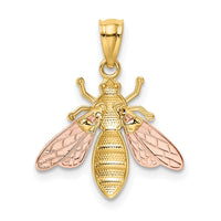 Load image into Gallery viewer, 14k Two-tone w/White Rhodium Polished Bee Pendant
