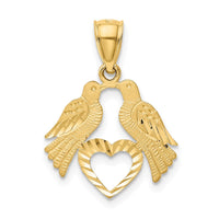 Load image into Gallery viewer, 14k Polished Diamond-cut Love Birds with Heart Pendant
