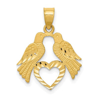 Load image into Gallery viewer, 14k Polished Diamond-cut Love Birds with Heart Pendant
