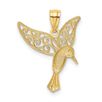 Load image into Gallery viewer, 14k w/Rhodium Polished Hummingbird Filigree Wings Pendant
