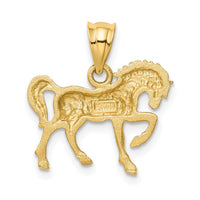 Load image into Gallery viewer, 14k Satin Diamond-cut Horse Pendant
