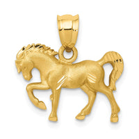 Load image into Gallery viewer, 14k Satin Diamond-cut Horse Pendant
