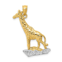 Load image into Gallery viewer, 14k w/Rhodium Diamond-cut Polished Giraffe Pendant
