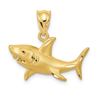 Load image into Gallery viewer, 14K Satin Diamond-Cut Shark Pendant
