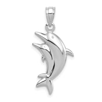 Load image into Gallery viewer, 14k White Gold Dolphin Pair Pendant
