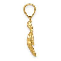 Load image into Gallery viewer, 14k Polished and Textured Diamond-cut Sea Turtle Pendant
