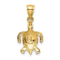 Load image into Gallery viewer, 14k Polished and Textured Diamond-cut Sea Turtle Pendant
