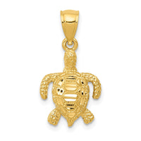 Load image into Gallery viewer, 14k Polished and Textured Diamond-cut Sea Turtle Pendant
