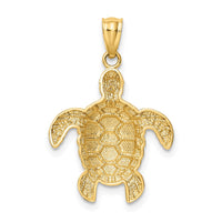 Load image into Gallery viewer, 14k Diamond-cut Polished Sea Turtle Pendant
