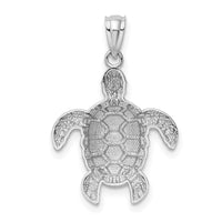 Load image into Gallery viewer, 14k White Gold Diamond-cut Polished Sea Turtle Pendant
