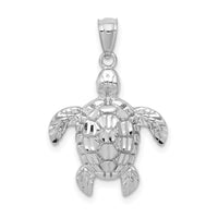 Load image into Gallery viewer, 14k White Gold Diamond-cut Polished Sea Turtle Pendant
