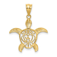 Load image into Gallery viewer, 14k Polished Filigree Sea Turtle Pendant
