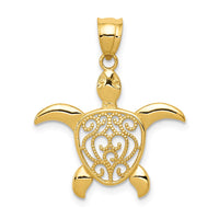 Load image into Gallery viewer, 14k Polished Filigree Sea Turtle Pendant
