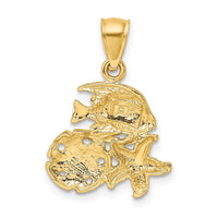 Load image into Gallery viewer, 14k Satin Diamond-cut Fish, Starfish and Sand Dollar Pendant
