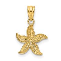 Load image into Gallery viewer, 14k with White Rhodium Diamond-cut Starfish Pendant
